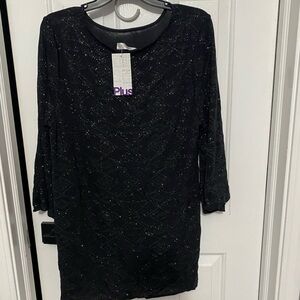 Chic Black Long Sleeve Dress with Sparkle